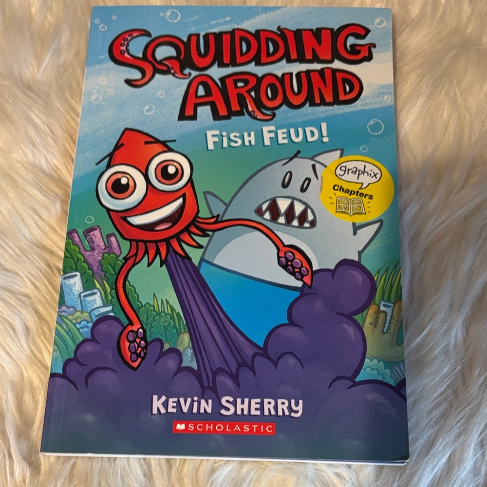 Scholastic Squidding Around: Fish Feud! - Vibrant Blue and Red Cover